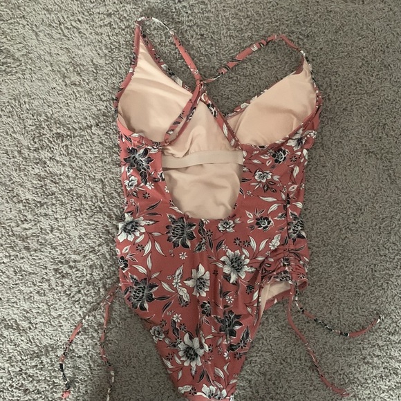 Kona Sol Mauve Floral Swimsuit - Picture 7 of 11